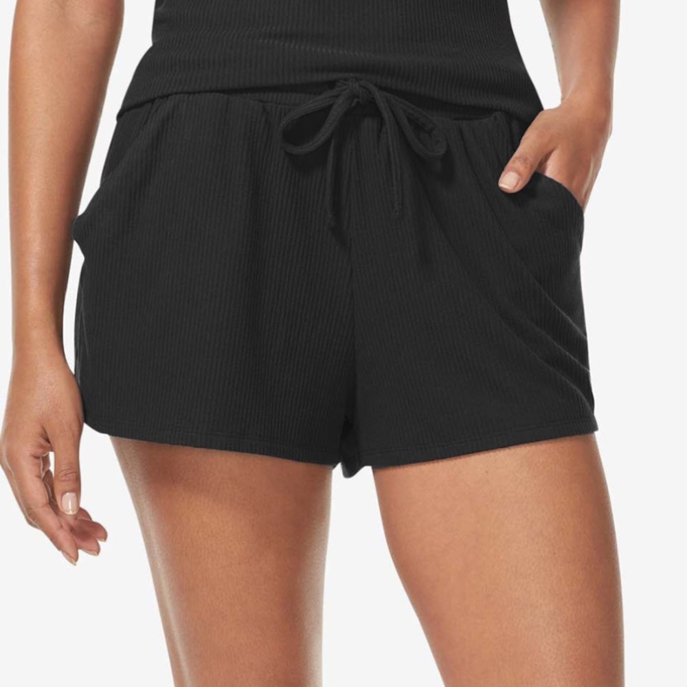 Tommy John Zen ribbed loungewear sleep shorts black Small S NEW NWT